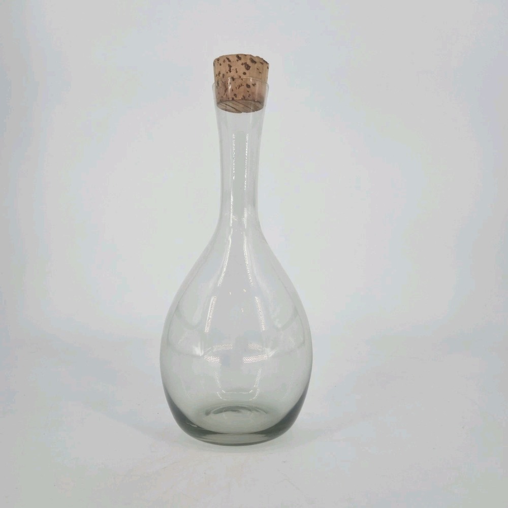 Clear Smoky Glass Teardrop Wine Decanter Cork Stopper Long Neck Bar Bottle 10"